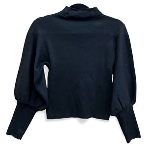 Elegant Black Women's Mock Neck | Lantern Sleeve | Excellent Condition